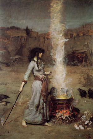 Enchanting "The Magic Circle" Premium Giclée Art Print by John William Waterhouse, Heavyweight paper/ art canvas, 3D printed with texture