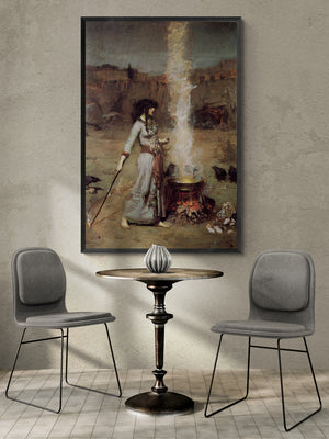 Enchanting "The Magic Circle" Premium Giclée Art Print by John William Waterhouse, Heavyweight paper/ art canvas, 3D printed with texture