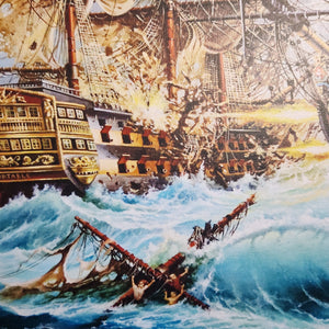 BATTLE of TRAFALGAR, HMS Victory: Giclée canvas hand finished premium print with brush strokes looks like original oil painting with frame.