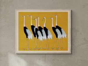 Japanese Red Crown Cranes by Ogata Korin - Premium Reproduction Art Print on Canvas & Papers or 3D texture Print