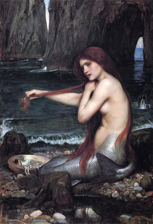 The Mermaid by John William Waterhouse - Premium Reproduction Art Print on Canvas & Art Paper, Giclee prints or Poster