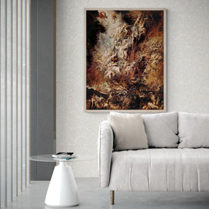 Peter Paul Rubens: Fall of the Damned Premium Art Print on Canvas & Paper - Baroque Masterpiece, 3D printed with texture and brush strokes