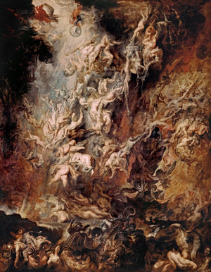 Peter Paul Rubens: Fall of the Damned Premium Art Print on Canvas & Paper - Baroque Masterpiece, 3D printed with texture and brush strokes