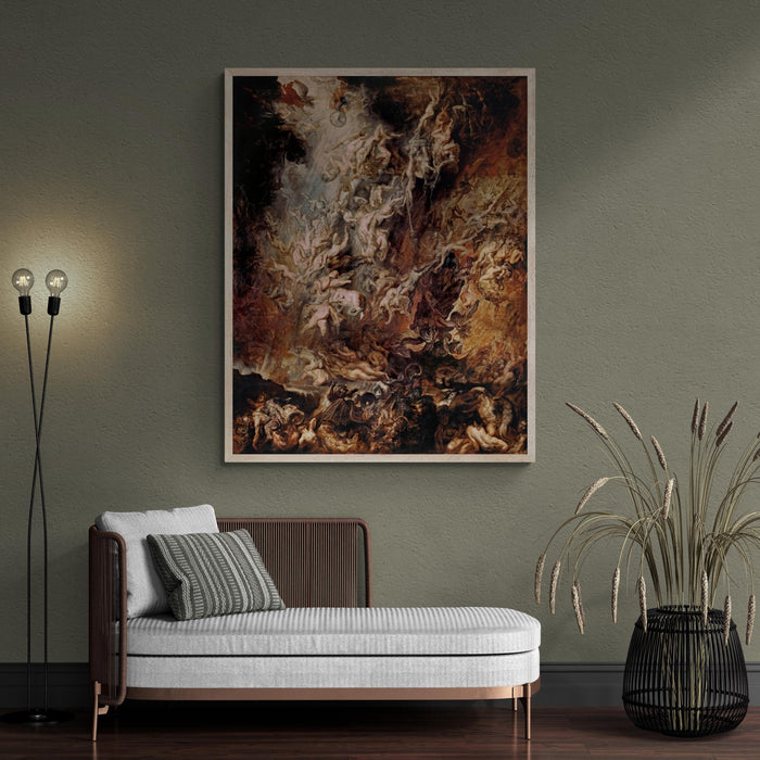 Peter Paul Rubens: Fall of the Damned Premium Art Print on Canvas & Paper - Baroque Masterpiece, 3D printed with texture and brush strokes