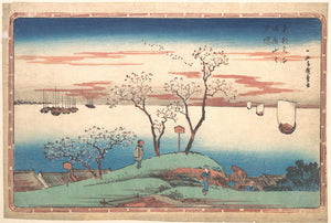 Utagawa Hiroshige: Evening Cherry Blossoms at Gotenyama - Iconic Japanese Premium Art Print on Canvas & Papers or 3D texture Print