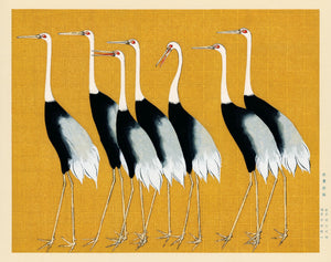 Japanese Red Crown Cranes by Ogata Korin - Premium Reproduction Art Print on Canvas & Papers or 3D texture Print