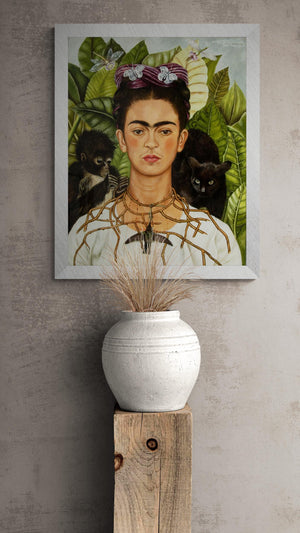 Frida Kahlo - Self-Portrait with Necklace of Thorns (1940) | Fine Art Print | Art Paper, Canvas & 3D Hand Finished Premium Texture Print