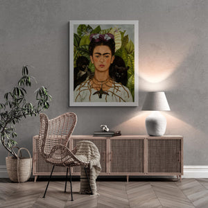 Frida Kahlo - Self-Portrait with Necklace of Thorns (1940) | Fine Art Print | Art Paper, Canvas & 3D Hand Finished Premium Texture Print