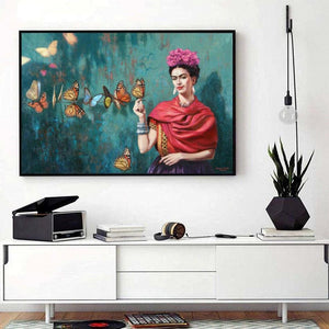 Frida Kahlo with Butterflies” - Premium Reproduction Art Print on Canvas & Art Papers or 3D texture Print