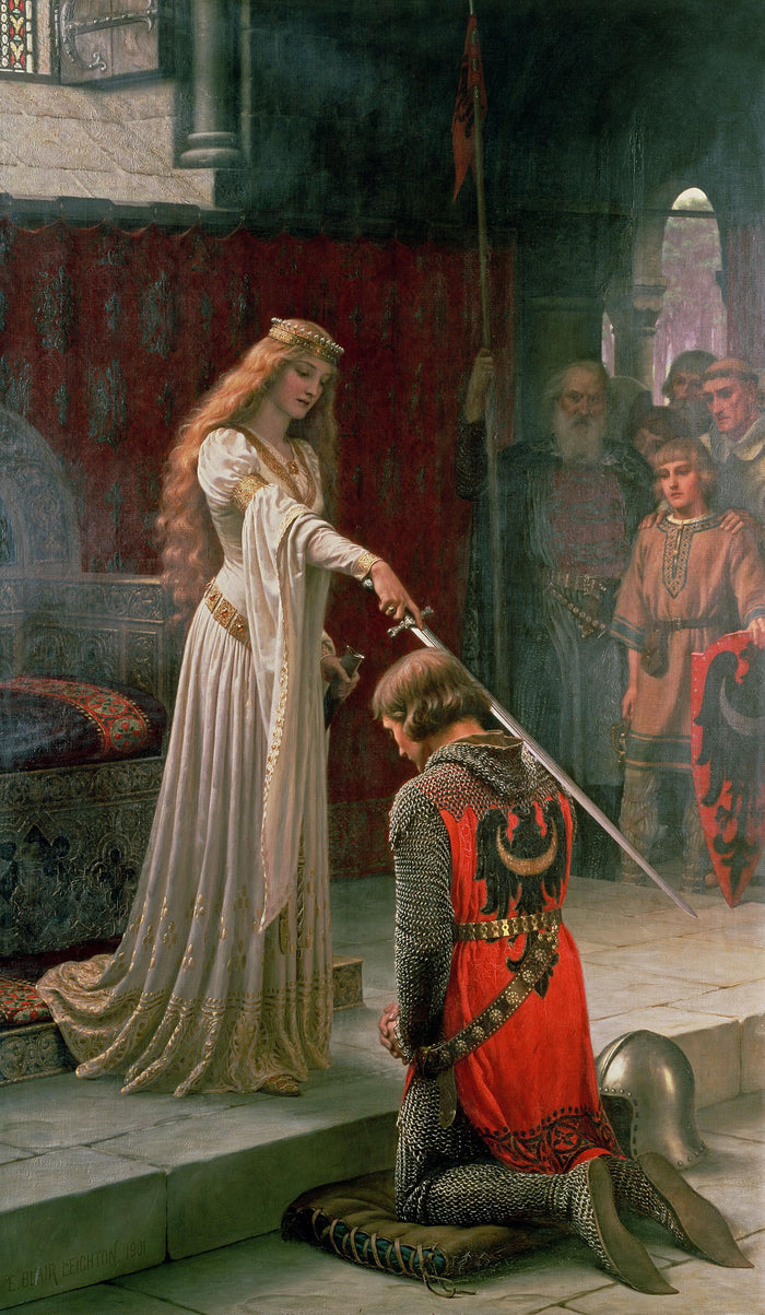 Edmund Leighton - The Accolade (1901) | Fine Art Print | Art Paper, Canvas & 3D Hand Finished Premium Texture Print or Poster