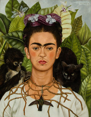 Frida Kahlo - Self-Portrait with Necklace of Thorns (1940) | Fine Art Print | Art Paper, Canvas & 3D Hand Finished Premium Texture Print