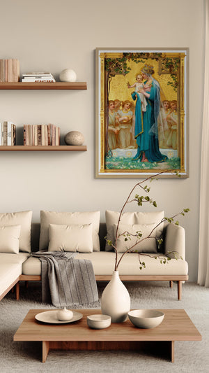 Madonna and Child Print by Enrique M. Vidal, Classical painting, Heavyweight art paper, poster, canvas or 3D print with brush strokes