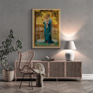 Madonna and Child Print by Enrique M. Vidal, Classical painting, Heavyweight art paper, poster, canvas or 3D print with brush strokes