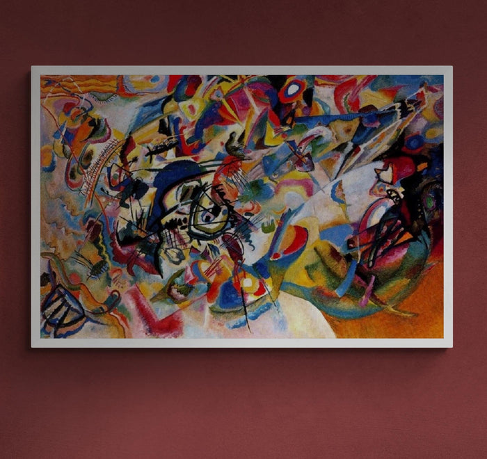 Wassily Kandinsky Composition VII  Giclee Print, floating frame, Heavyweight Canvas, 3D hand finish print with brush strokes, Ready to Hang