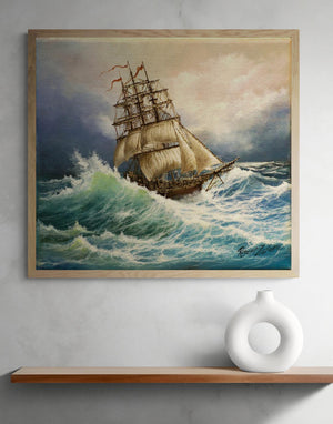 SHIP at SEA art print from original oil painting, Ship poster, Sailing Ship Print, Seascape Print, Seascape Decoration, Tall Ship Painting