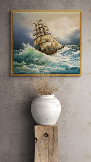 SHIP at SEA art print from original oil painting, Ship poster, Sailing Ship Print, Seascape Print, Seascape Decoration, Tall Ship Painting