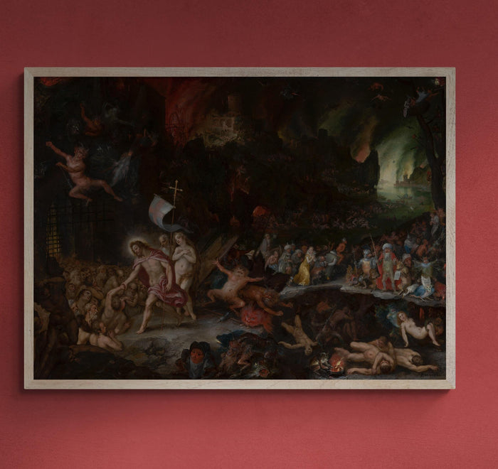 Christ in Limbo by Jan Brueghel, XXL printing Canvas, 3D Finished Premium Texture Print with brush stroke looks like original oil painting.