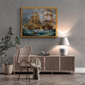 Battle of Trafalgar, HMS Victory, tall ship giclee fineart print on heavyweight paper, battle ship original oilpainting, ship sailing poster