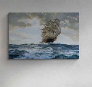 The Proud Ship Painting by Montague Dawson, framed premium canvas print Tall Ship painting, Canvas & 3D hand finish print with brush strokes