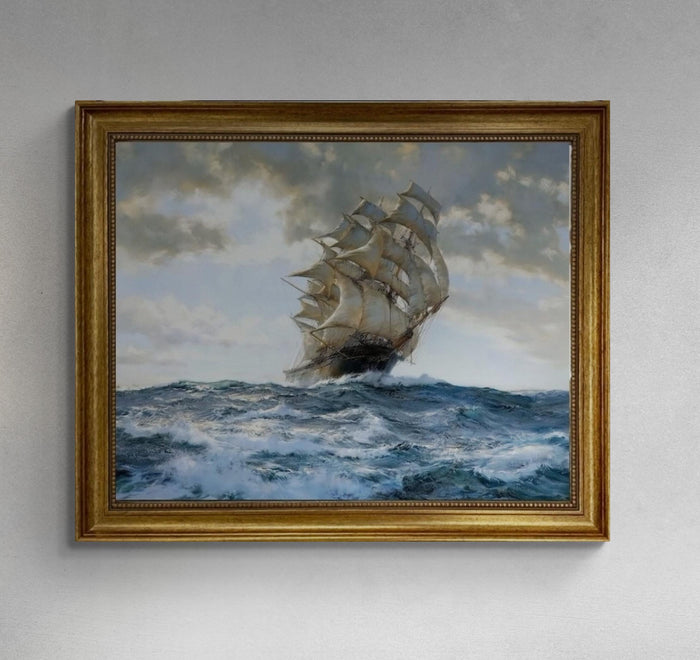 The Proud Ship Painting by Montague Dawson, framed premium canvas print Tall Ship painting, Canvas & 3D hand finish print with brush strokes