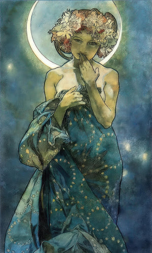 Mucha Moon Print, Museum-Quality FineArt giclee print on Hahnemühle Heavyweight paper or high quality poster, Alphonse Mucha wall hangings