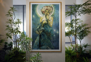 Mucha Moon Print, Museum-Quality FineArt giclee print on Hahnemühle Heavyweight paper or high quality poster, Alphonse Mucha wall hangings