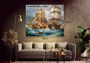 Battle of Trafalgar Giclée fine art print from original oil painting by Robert Zietara, HSM Victory, ship poster, Sailing Ship illustration