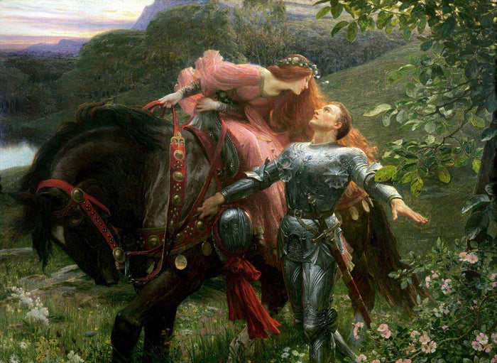 La Belle Dame Sans Merci by Sir Frank Dicksee Giclee Print Reproduction Painting, Heavyweight Fineart print on  or museum quality poster