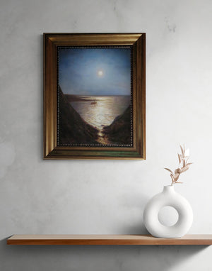 The Moon, Clair de lune by Alexey Bogolyubov  Giclée canvas 3D hand finished premium print with brush strokes and golden vintageous frame.