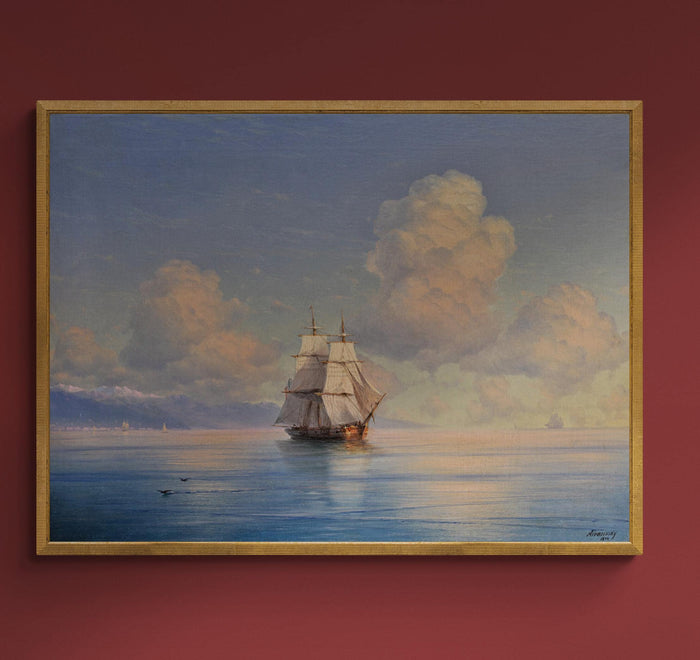 Aivazovsky: Ship off the coast,  XXL printing, Seascape Classic Art Print on Canvas & 3D Finished Premium Texture Print with brush strokes