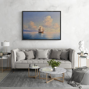 Aivazovsky: Ship off the coast,  XXL printing, Seascape Classic Art Print on Canvas & 3D Finished Premium Texture Print with brush strokes