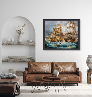 Battle of Trafalgar Giclée fine art print from original oil painting by Robert Zietara, HSM Victory, ship poster, Sailing Ship illustration