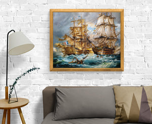 Battle of Trafalgar Giclée fine art print from original oil painting by Robert Zietara, HSM Victory, ship poster, Sailing Ship illustration