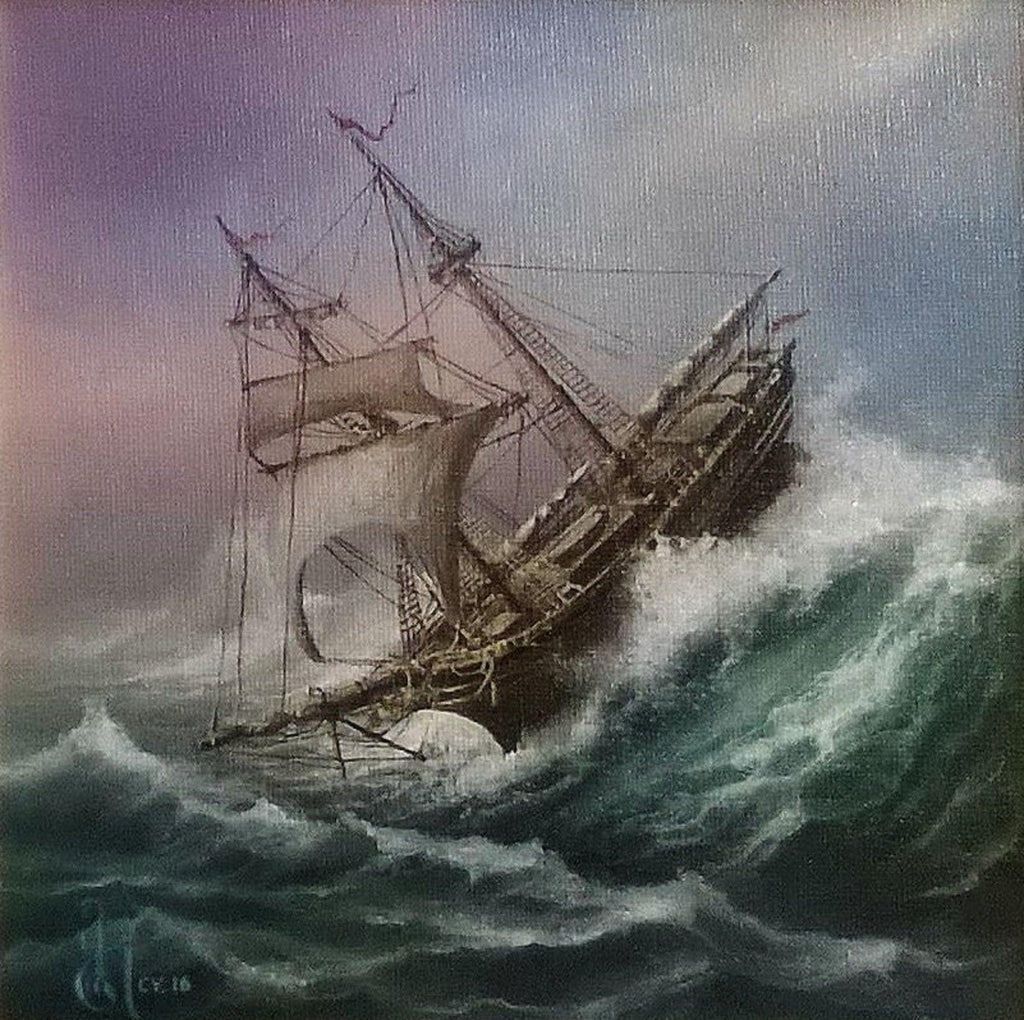 SHIP AT ROUCH SEA Foshe ART