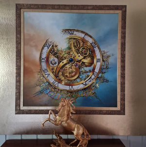 Original oil painting framed "MYSTERY OF TIME" Foshe ART