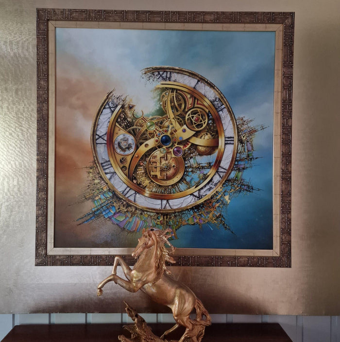 Original oil painting framed "MYSTERY OF TIME"