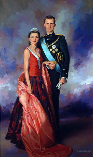 High quality custom art for couple printed in Norway. Unique king a queen portrait based on your photo and printed on a beautiful canvas or art paper
