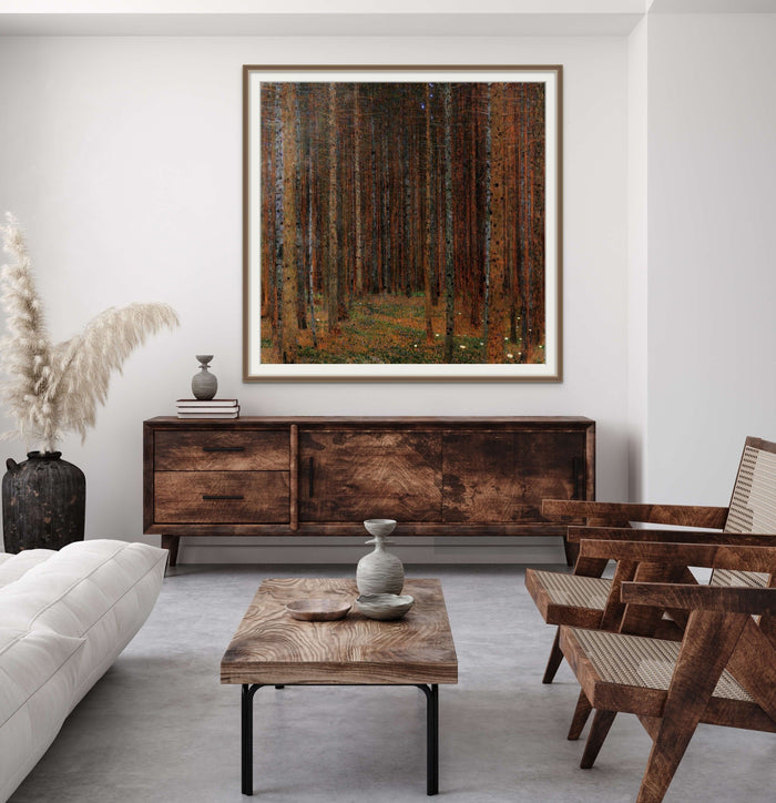 Gustav Klimt Tannenwald, Canvas Forest Trees, Gustav Canvas Wall Art, Picture Print, Home Decor Decoration, Large Living Room, Red Forest