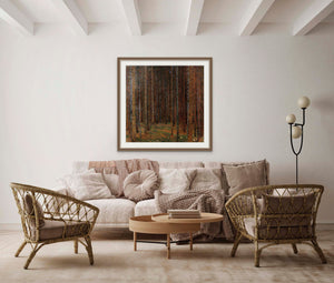 Gustav Klimt Tannenwald, Canvas Forest Trees, Gustav Canvas Wall Art, Picture Print, Home Decor Decoration, Large Living Room, Red Forest FOSHE ART
