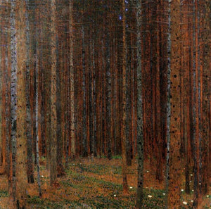 Gustav Klimt Tannenwald, Canvas Forest Trees, Gustav Canvas Wall Art, Picture Print, Home Decor Decoration, Large Living Room, Red Forest FOSHE ART