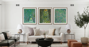 GUSTAV KLIMT wall art set of 3 prints, Floral, Botanical, Plant, Green sage, giclee prints FOSHE ART