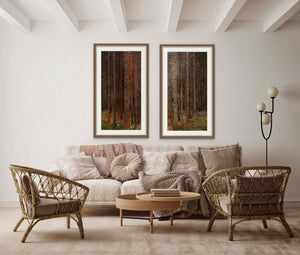 Gustav Klimt Tannenwald, Canvas Forest Trees, Gustav Canvas Wall Art, Picture Print, Home Decor Decoration, Large Living Room, Red Forest FOSHE ART