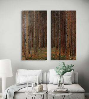 Gustav Klimt Tannenwald, Canvas Forest Trees, Gustav Canvas Wall Art, Picture Print, Home Decor Decoration, Large Living Room, Red Forest FOSHE ART