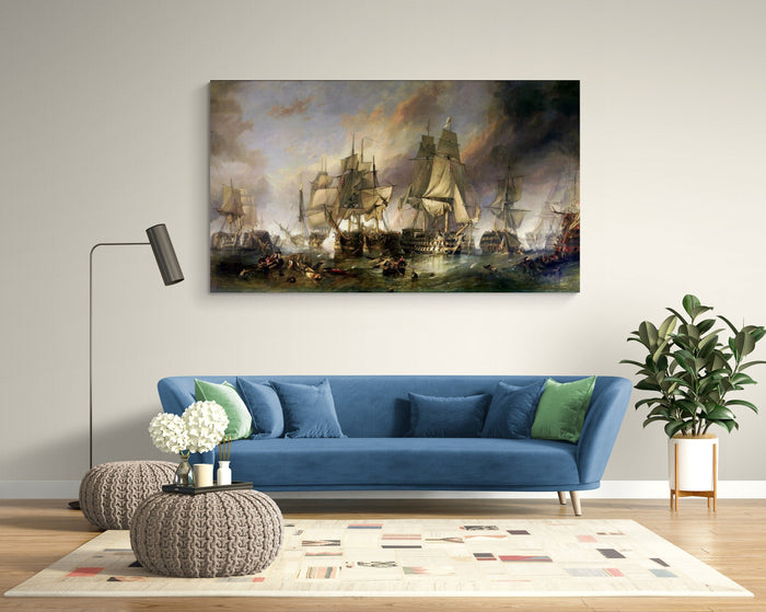Battle of Trafalgar art prints, Historical Painting of William Clarkson Stanfield, Textured Large Canvas Print, Hand Finished 3D Print
