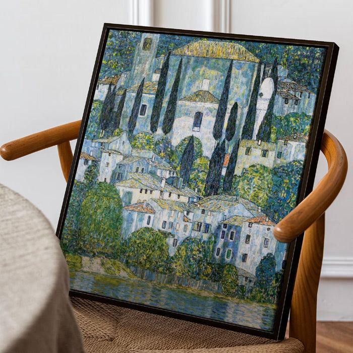 GUSTAV KLIMT - Church in Cassone Prints, Italy, Giclee Art, Canvas, Poster, Hand finished 3D canvas Premium, Art Nouveau Decor