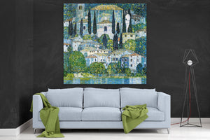 GUSTAV KLIMT - Church in Cassone Prints, Italy, Giclee Art, Canvas, Poster, Hand finished 3D canvas Premium, Art Nouveau Decor FOSHE ART