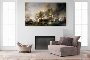 Battle of Trafalgar art prints, Historical Painting of William Clarkson Stanfield, Textured Large Canvas Print, Hand Finished 3D Print FOSHE ART