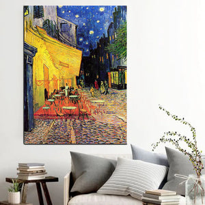 VAN GOGH, Café Terrace at Night  Art Prints, Vintage Art, Van Gogh Print, The Starry Night Canvas, Vintage Art, Starry Night Decor, Wall Art FOSHE ART