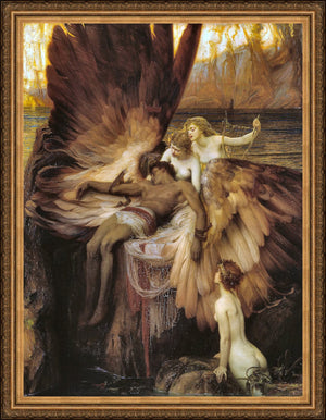 Herbert Draper, The Lament for Icarus, Fallen Angel, Heavyweight paper / real art canvas, Print on canvas or paper, original large art, FOSHE ART