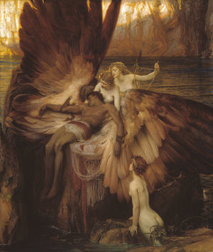 Herbert Draper, The Lament for Icarus, Fallen Angel, Heavyweight paper / real art canvas, Print on canvas or paper, original large art, FOSHE ART